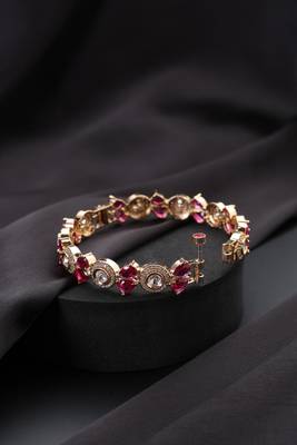 Gold plated red stone kundan bangle 3