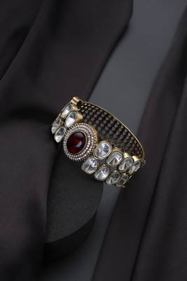 Gold plated red stone kundan bangle 2