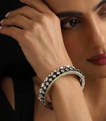 Gold plated green stone kundan bangle