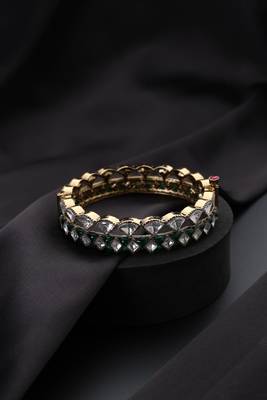 Gold plated green stone kundan bangle 2