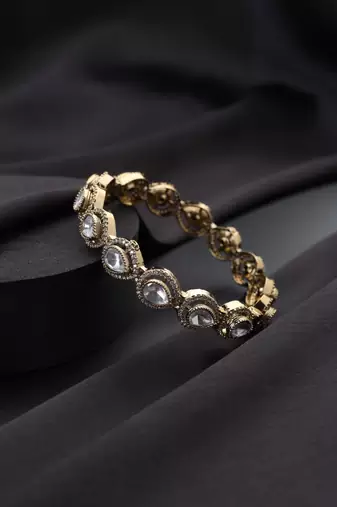 Gold plated kundan bangle