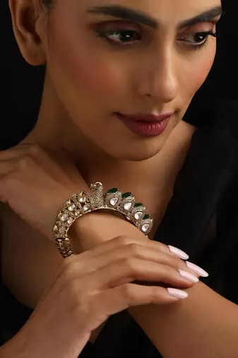 Gold plated kundan bangle