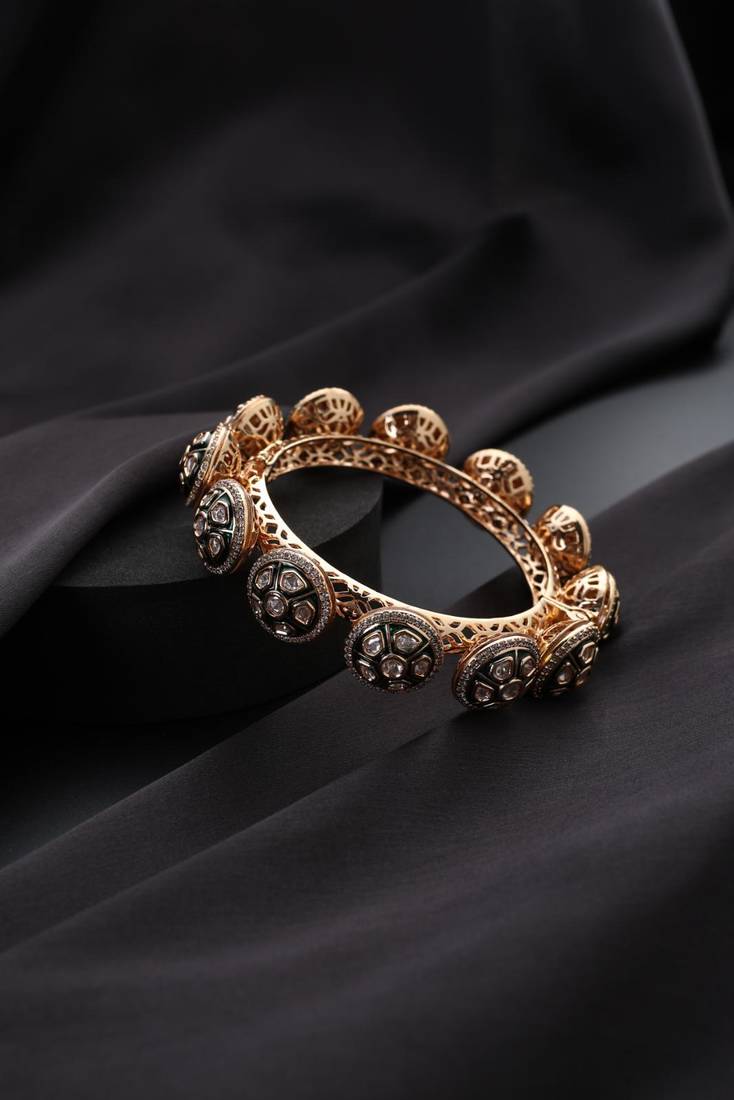 Gold plated kundan bangle