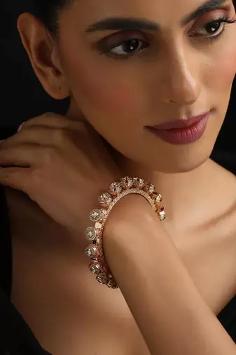 Gold plated kundan bangle