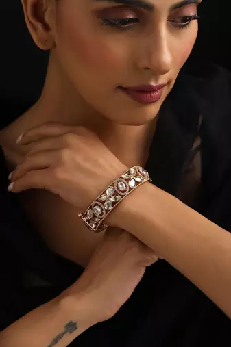 Gold plated kundan bangle