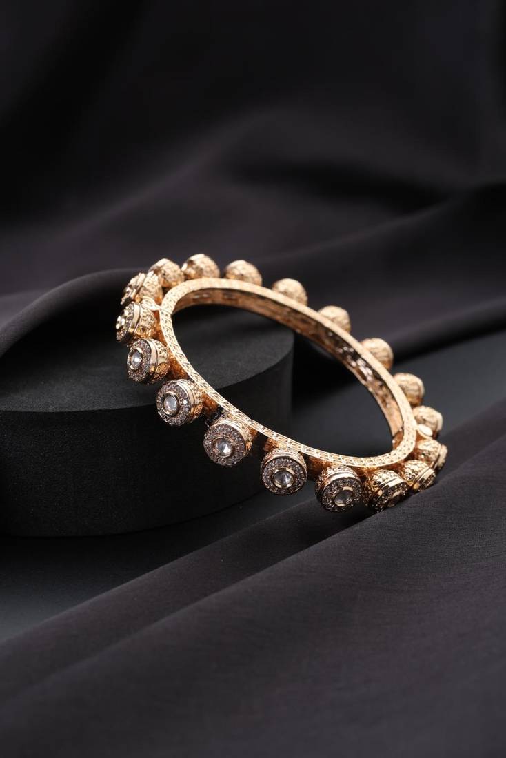 Gold plated kundan bangle