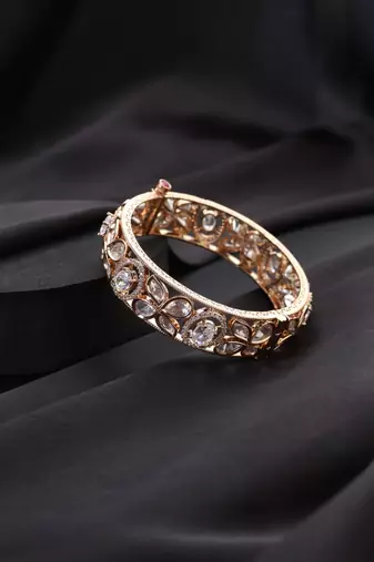 Gold plated kundan bangle