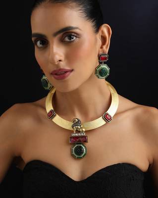 Gold plated multicolour necklace set 1