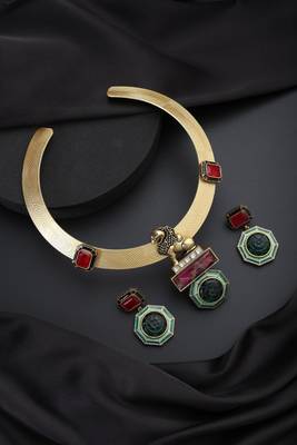 Gold plated multicolour necklace set 2