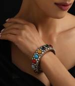 Gold plated multicolour polki bangle