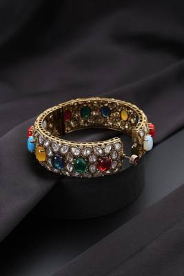 Gold plated multicolour polki bangle 3