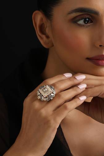 Gold plated kundan  ring