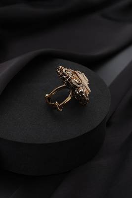 Gold plated kundan  ring 3