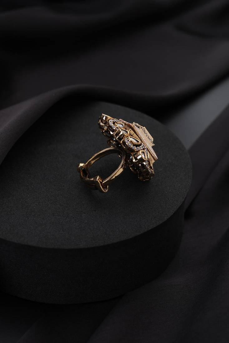 Gold plated kundan  ring