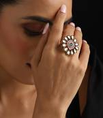 Gold plated multicolour polki ring