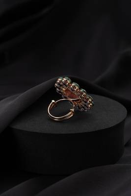 Gold plated multicolour polki ring 3