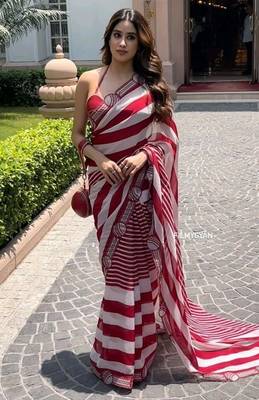 Colour block saree with embroidered blouse 1