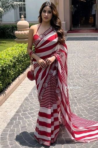 Colour block saree with embroidered blouse