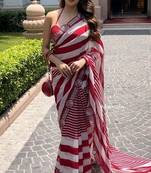 Colour block saree with embroidered blouse