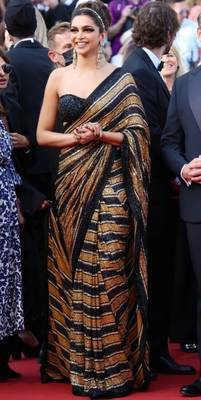 Black Georgette Sequin Work Saree with Unstitched Blouse 1