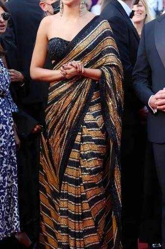 Black Georgette Sequin Work Saree with Unstitched Blouse