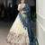 Off White Khadi Cotton Sequins Thread Embroidered Lehenga Choli with Blue Contrast Dupatta