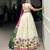 Off White Khadi Cotton Floral Sequins Embroidered Lehenga Choli with Pink Contrast Dupatta
