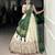Off White Khadi Cotton Sequins Mirror Embroidered Lehenga Choli with Green Dupatta