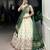 Off White Khadi Cotton Sequins Mirror Embroidered Lehenga Choli with Green Dupatta