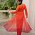 Orange georgette bandhani print kutchi gamthi work kurta with trouser