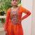 Orange georgette bandhani print kutchi gamthi work kurta with trouser