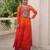 Orange georgette bandhani print kutchi gamthi work kurta with trouser
