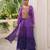 Purple georgette bandhani print kutchi gamthi work kurta with trouser