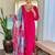 Rani pink rayon slub heavy thread embroidery work with printed dupatta kurta pant set