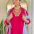 Rani pink rayon slub heavy thread embroidery work with printed dupatta kurta pant set