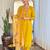 Mustard gadhwal silk heavy thread embroidery work with printed dupatta kurta pant set