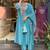 Aqua blue chanderi silk heavy thread embroidery work kurta pant set