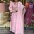 Pink chanderi silk heavy thread embroidery work kurta pant set