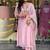 Pink chanderi silk heavy thread embroidery work kurta pant set