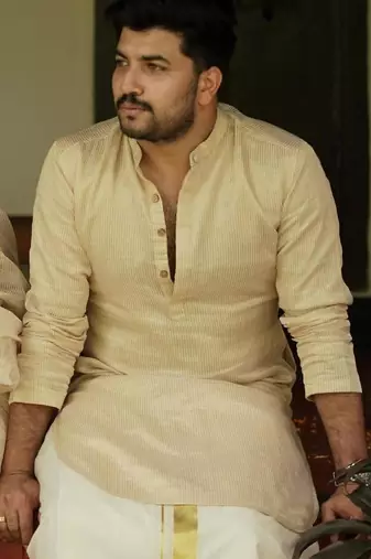 Tissue line gold kurta