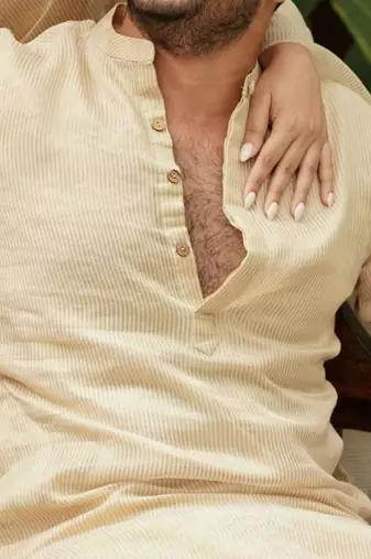 Tissue line gold kurta