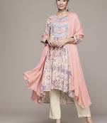 Off white woven cotton kurta set