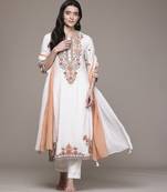Off white woven cotton kurta set