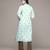 Green polyester woven long kurta