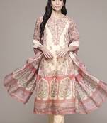 Beige woven polyester kurta set