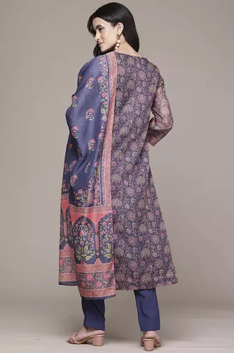 Blue woven polyester kurta set