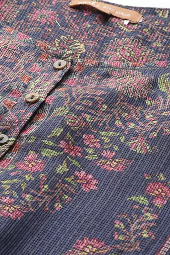 Blue woven polyester kurta set