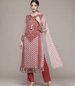 Off white woven polyester kurta set