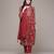 Red woven polyester kurta set