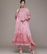 Pink woven polyester kurta set